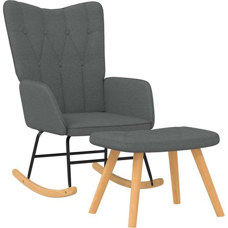 Maison Exclusive - Schaukelsessel mit Hocker Dunkelgrau Stoff (1/5)