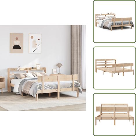 Massivholzbett ohne Matratze 150x200 cm Kiefernholz - Bettrahmen - Bettgestell - Bett - Doppelbett