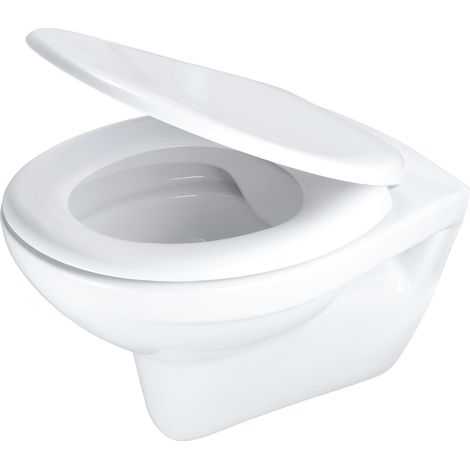 Wand WC Weiß Tiefspüler spülrandlos mit Softclose Sitz "Boro" (1/5)