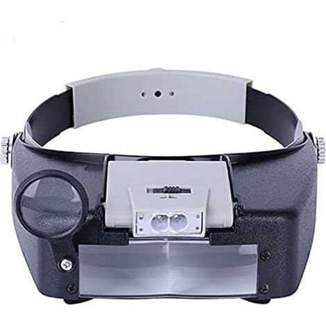 LED-Headset-Lupe für Juweliere (1,5x, 3x, 6,4x, 8,3x) – Beleuchtete, blendfreie Lupe – Präzisionswerkzeug für Uhrenreparaturen, zum Lesen und für Feinarbeiten, graue Farbe (1/5)