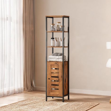 Armoire de rangement 3 niveaux à fermeture automatique marron (1/5)