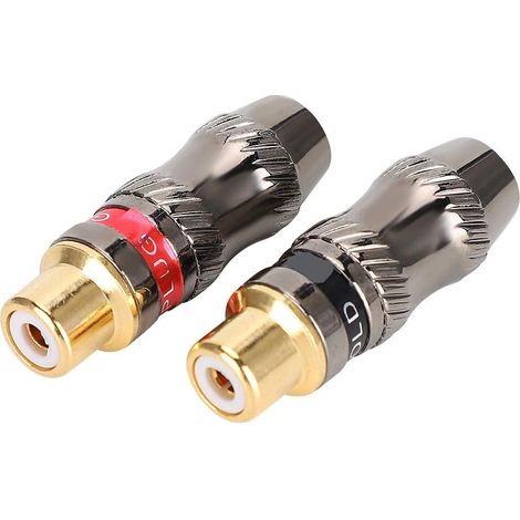 Gold-Plated Female Solder Connector, 2 Pieces, for Extension Cable, Coaxial Video Cable with Zinc Alloy Shell, 7mm Tail (1/5)
