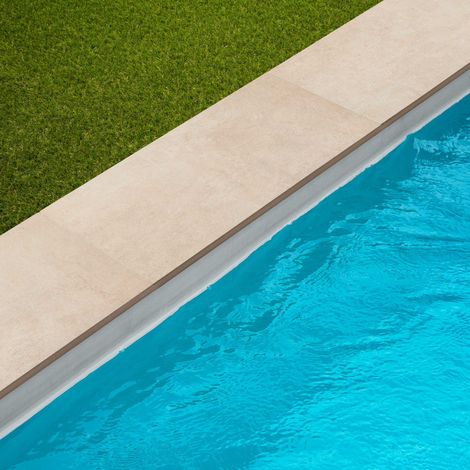Margelle de piscine effet Béton Beige 60x28x2 cm Bord Droit Cemento  - RO'MA CARRELAGE
