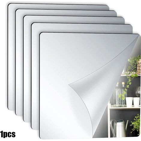 Miroir Flexible - Feuilles Miroir Acrylique 20 x 20 cm - Argent - Décoration Intérieure Murale et DIY - 1 Pièce (1/5)