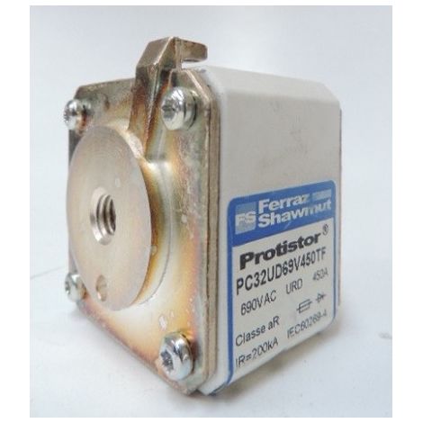 Fusible industriel Carré 450A Taille 32 aR 690Vac (PC32UD69V450TF) FERRAZ SHAWMUT J300066C