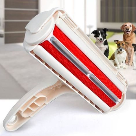 Brosse pour poils de chat, Brosse anti poils chien, Brosse aspirateur poil animaux Magique, Rouleau à Poils Chien & Chat rouge (1/4)