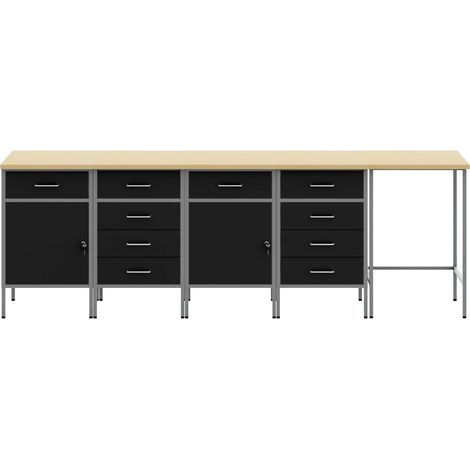 Maison Exclusive - Set di mobili da lavoro con cassetto 5 pcs Nero e Grigio