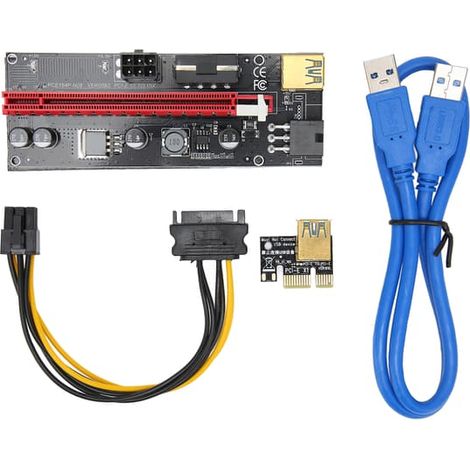 Carte d'extension PCIe 4 FP, condensateurs, interface 6 broches, protection efficace, carte adaptatrice pratique pour une alimentation améliorée (1/5)
