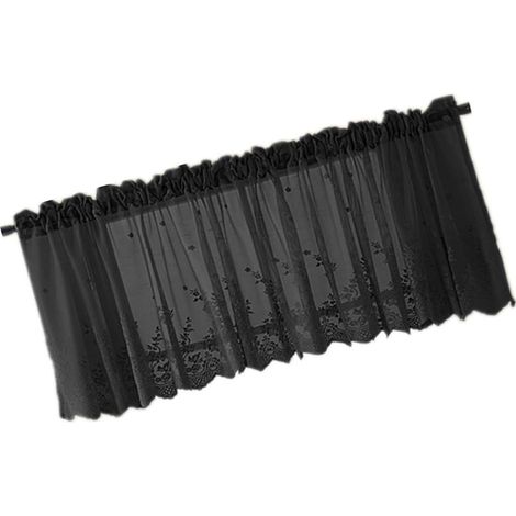 Noir Demi-Rideau Court Polyester en Dentelle pour Fenêtre Cuisine (1/5)