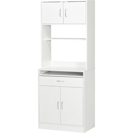 Meuble de cuisine 4 portes avec tiroir et étagère réglable 70x40x180 cm blanc (1/5)