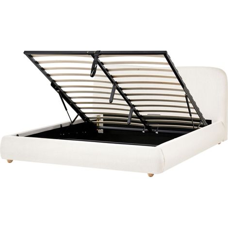 Bett mit Stauraum Stoff BLAGNAC 160 x 200 cm Cremeweiß