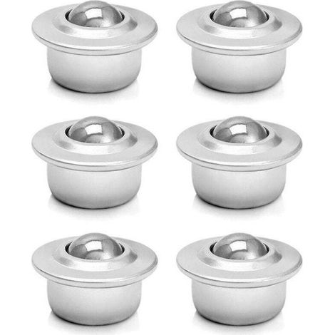 Roulement Convoyeur,Unité de roulement à billes durables de 16mm, Roulettes à Billes, Acier Inoxydable, base universelle, 6PCS (1/5)