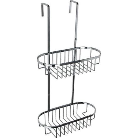 Cleafe - Mensola Da Bagno Doccia Portaoggetti A 2 Ripiani In Metallo Cromato Da Appendere 87822 - (1/2)