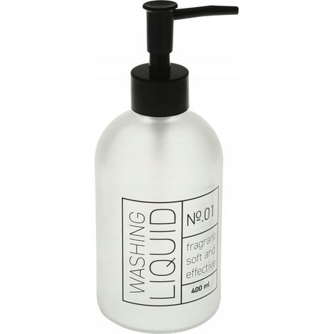 Dispenser di sapone liquido minimalista in vetro bianco da 400 ml (1/3)