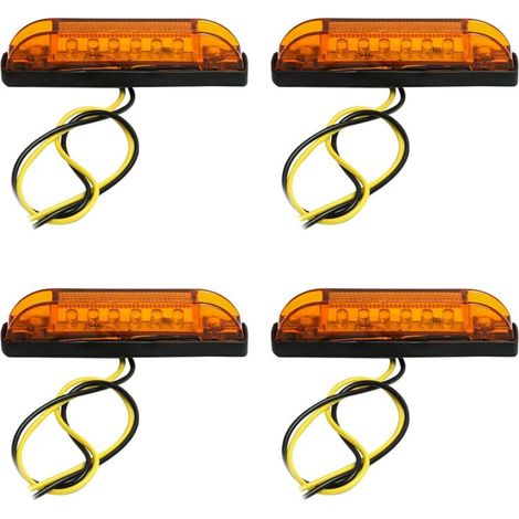 Adatto per striscia luminosa a LED sigillata multiuso da 4 pollici, ambra, 12V, 10 cm, ideale per illuminazione nautica e per camper (6 LED).
