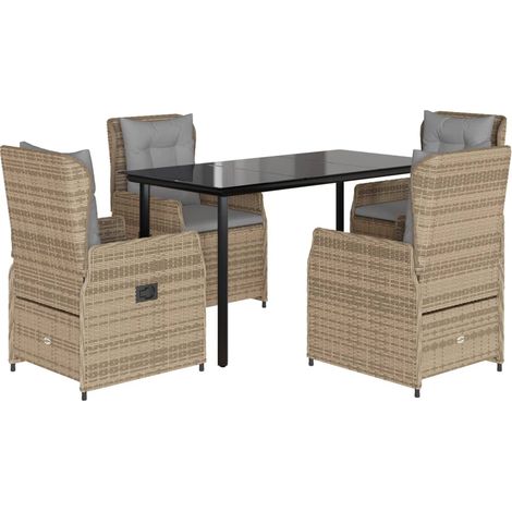 Maison Exclusive - 5-tlg. Garten-Essgruppe mit Kissen Beige Poly (1/5)