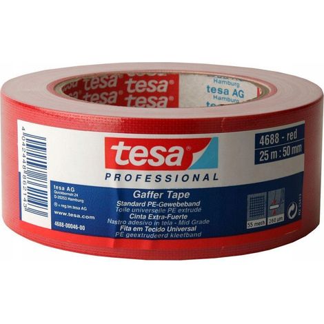 tesa Gaffer-Reparaturband 25 m x 50 mm, rot, wasserdicht (1/3)