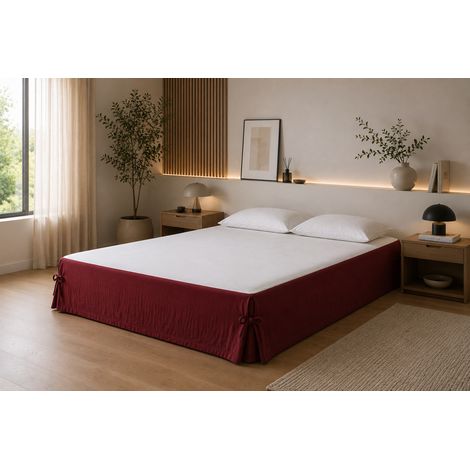 Cache-sommier 140 x 190 cm Double Gaze de Coton GAÏA Bordeaux  – Qualité Haut de Gamme