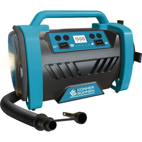 Könner & Söhnen – Compresseur d'air 10 bars – Vitesse de gonflage 35L/min – Puissance 120W – Fonction d'arrêt automatique – Écran numérique