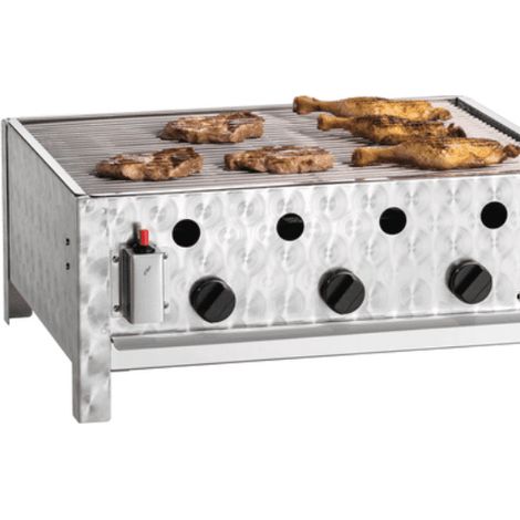 Grill inox combiné d'extérieur à gaz 3 brûleurs, 10 000 W, GAZ LIQUÉFIÉ (1/5)