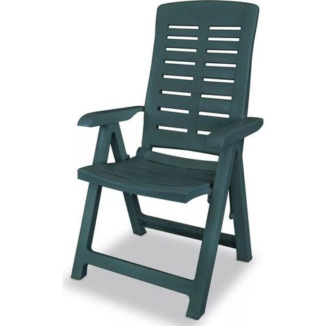 Chaise de jardin pliable plastique vert Bouka - Lot de 2 (1/4)