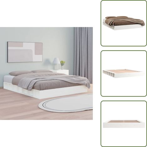 Massivholzbett Weiß 180x200 cm - Bettrahmen - Bettrahmen - Bett - Holzbettrahmen (1/5)