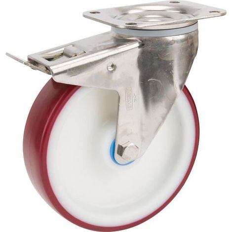 Roulettes pivotantes en acier inoxydable à bandage en matière synthétique TENTE 8477UAD200P63 (1/2)