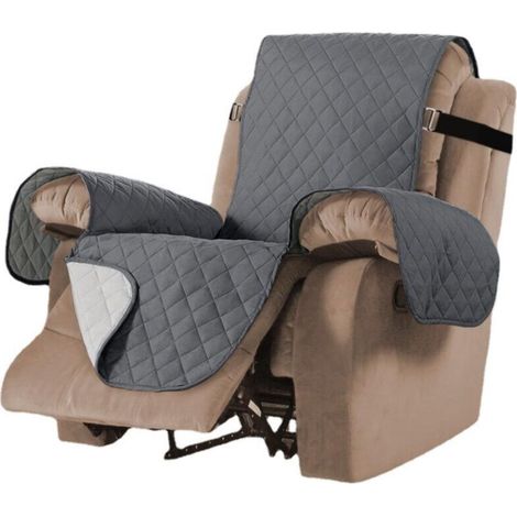Waterproof Recliner Chair Covers for Armchairs, Recliner Chair Cover, Quilted Relaxing Chair Cover, 1-Seater Sofa Cover, Non-Slip, Pet-Friendly (Grey - 21 inch) (1/5)