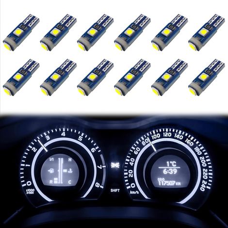 12 luces LED T5 para salpicadero – 12 V, sin fallos – Blancas – Reemplazo del panel de instrumentos (1/4)