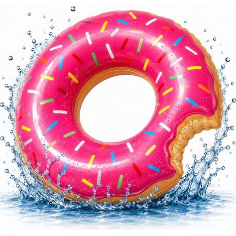 Piscine et Eau – Brun – Coussin de Bain – Matelas Gonflable – bouée – Donut Gonflable Rose Ø 120 cm avec Anneau de (1/5)