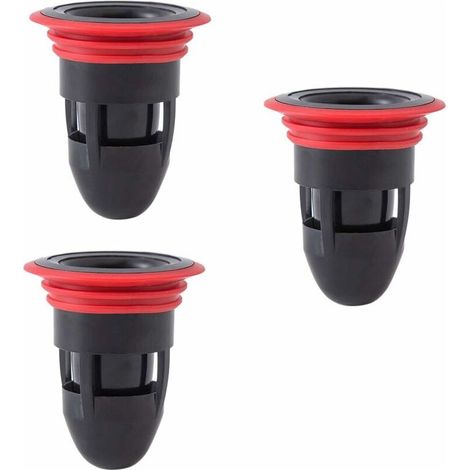 Siphon de sol anti-odeur pour douche, sans filtre, déodorant, anti-encrassement, anti-retour, égout, drain de sol pour salle de bain, cuisine (3 pièces (noir)) (1/5)