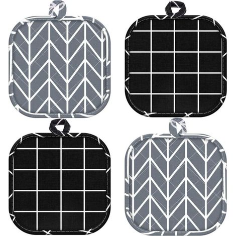 Bardusch-Set de 4 maniques coton 17x17 cm, épaisses, lavables, pour cuisine et manipulation de casseroles (1/5)