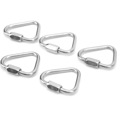 5 mousquetons triangulaires en acier inoxydable pour équipement d'escalade et randonnée - Légers, résistants - Diamètre 3,5 mm