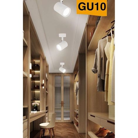 TRADE SHOP - Porta Faretto Proiettore Orientabile Da Soffitto Parete A Cilindro Gu10 P28-gu10 - Bianco (1/5)