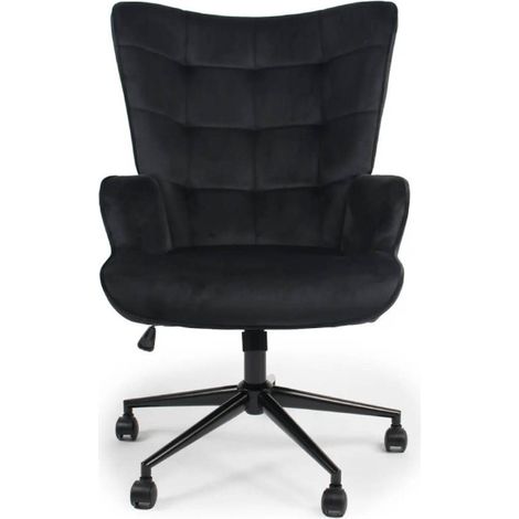 Fauteuil de Bureau Velours "Verner" 96cm Noir (1/5)