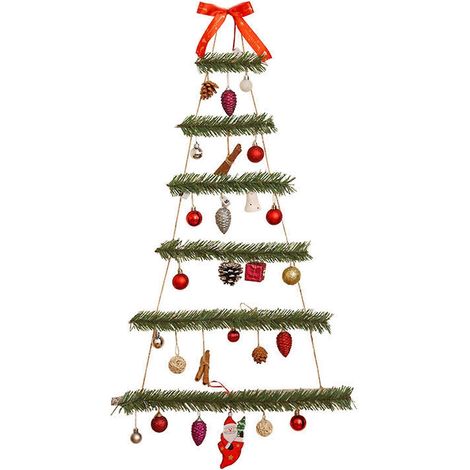 DIY-Weihnachtsbaum zur Wandmontage, festliche Dekoration für Zuhause, Neujahr, DIY-Weihnachtsbaum mit Schmuck, farbenfroh, einfach zu montieren, grün (1/5)