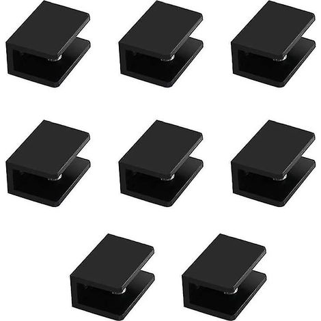 Lot de 8 supports carrés pour étagères en verre en alliage d'aluminium (convient au verre de 5 à 1 mm d'épaisseur) noir - AquaForge (1/5)
