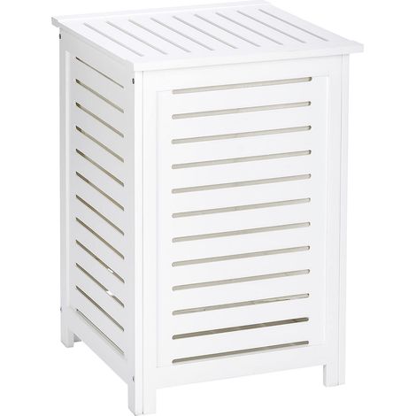 WENKO Cesto per la biancheria in legno Oslo, cesto per la biancheria in legno con sacco per la biancheria sporca rimovibile, capacità 56L, Legno, 45x65x45 cm, Marrone (1/4)