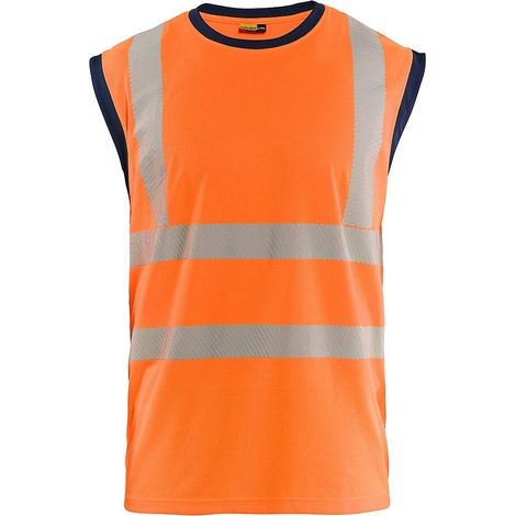 Gilet de travail sans manches haute visibilité 3575 - Orange/Marine S/M