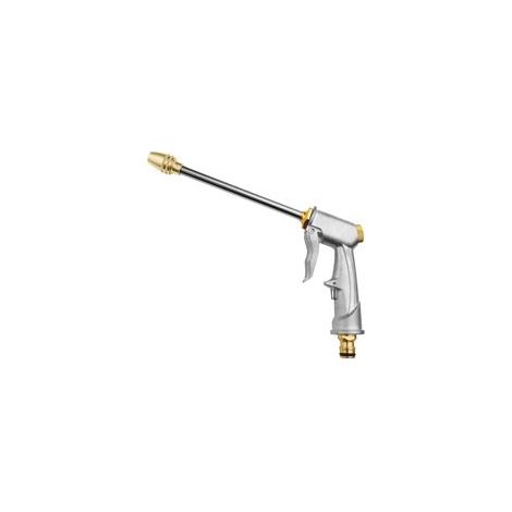 Pistolet d'arrosage Métal, Pistolet Arrosoir Métal Haute Pression, Pistolet à Eau de Jardin Robuste avec Buse en Laiton Lavage de Voiture, Nettoyage, Irrigation de Jardin et Pelouse- Long (1/4)
