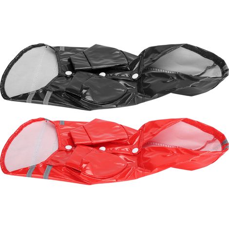 Imperméable pour chien à rayures réfléchissantes, respirant et imperméable avec capuche (Rouge Noir Taille S) (1/5)