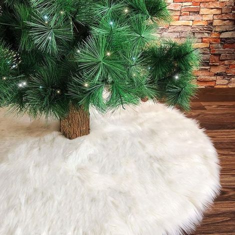 Schneefarbene Weihnachtsbaumdecke, 78 cm, weiße Plüsch-Weihnachtsbaumdecke für Weihnachts-, Silvester- und Feiertagsdekorationen (jetzt 30,7 Zoll). (1/2)