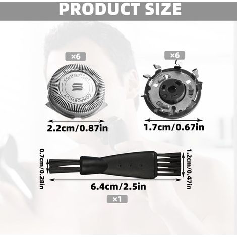 Accessori per rasoi compatibili Philips Serie 3000 5000, 6 pezzi, teste di ricambio SH50/30, spazzola inclusa (1/3)