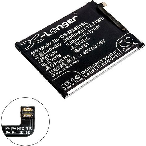 NX - Batterie téléphone, smartphone, GSM pour Meizu 3.85V 3300mAh - BA851 (1/2)