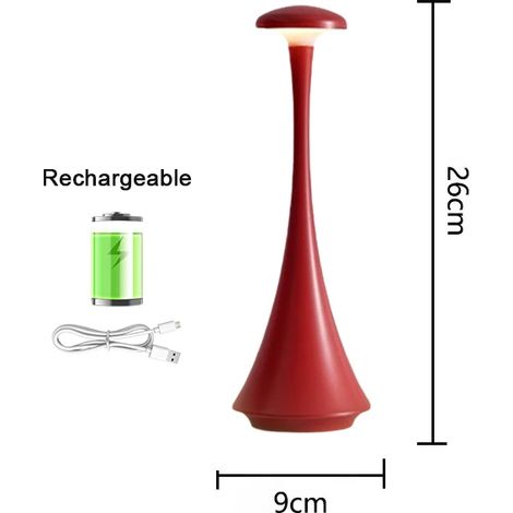 Lampe de bureau tactile LED (rouge), veilleuse de bureau, lampe de lecture sans fil rechargeable (1/5)
