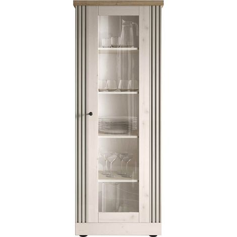 NASHVIL - Vitrine 1 Porte Aspect Chêne Blanchi et Chêne clair (1/5)