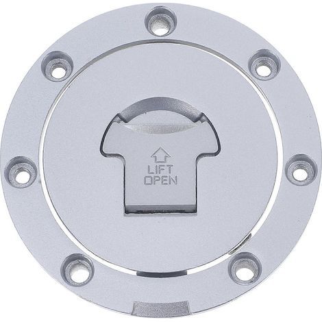 Bouchon de réservoir d'essence de moto avec clé pour une utilisation sécurisée. Matériau PP argenté, durabilité garantie. Compatible avec la plupart des motos. (1/5)