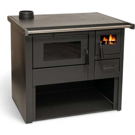 Cucina a legna con forno in acciaio 7 Kw A+ con uscita fumi lato sinistro 85xH87x59 cm (1/5)
