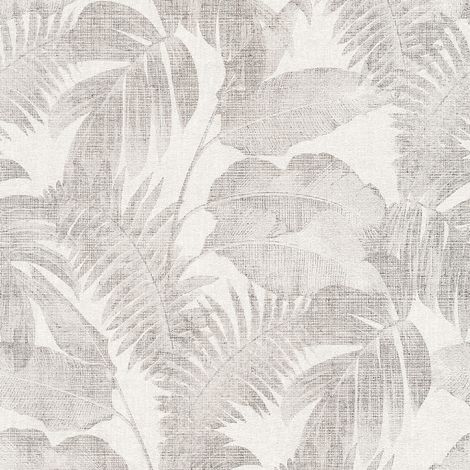 BRICOFLOR Papier peint gris et blanc | Papier peint tropical | Papier peint feuille | Papier peint entrée, couloir & chambre - 10,05 x 0,53 m (1/5)