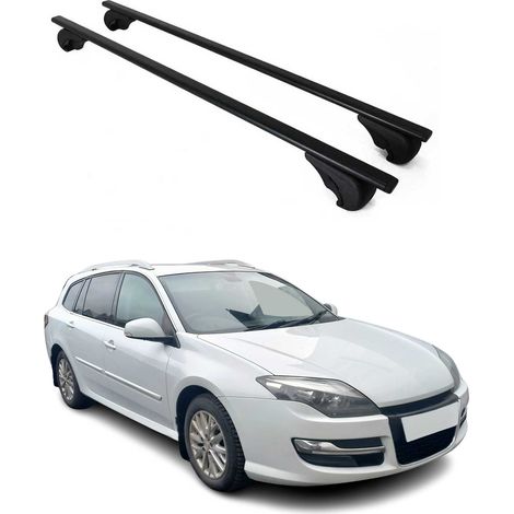OMAC Barres de toit pour Renault Laguna III 2008-2015 – TÜV / DIN 75302:2019 – Antivol inclus – Charge max 75 kg – 2 barres Noir (1/4)